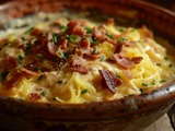 Réconfortant à souhait, le plat de courge spaghetti à la crème et aux lardons