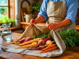 Technique de conservation au torchon humide qui prolonge la fraîcheur des légumes racines