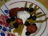 Salade Asperges vertes,Tomates séchées et Olives noires
