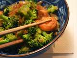 Sauté de crevettes au brocolis