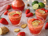 Limonade fraise, citron vert, gingembre