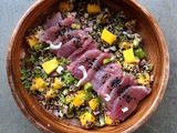Salade de quinoa mangue sésame noir et crudo de thon