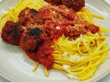 Spaghetti à la sauce napolitaine et boulettes de viande