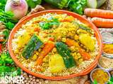 Couscous au poulet et légumes. Cuisine marocaine