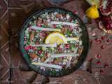 Taboulé de chou-fleur, asperges d’Alsace, radis et grenade