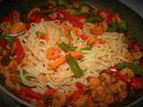 Shrimps and Bell Peppers Stir Fry with Rice Noodles