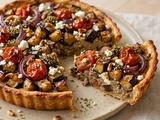 Tarte salée aubergine, feta et tomates confites