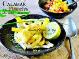 Calamar plancha Eno accompagné de salsa à l’ananas et citron vert