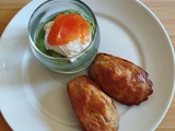 Verrine petits pois fromage frais et madeleines sardine et citron