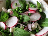 Foodista Challenge #110 , les petits pois sont verts ^^ , salade de petits pois à la menthe et à la feta