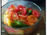 Salade de tomates anciennes huile d'olive au basilic