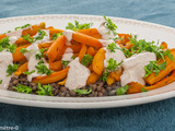 Carottes rôties, lentilles et sauce tahini