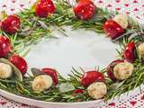 Couronne de Noël aux poivrons et à la mozzarella (apéro facile)
