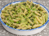 Pâtes au pesto de petits pois et épinards