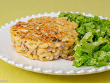 Pavés aux coquillettes, lardons et cèpe