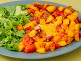 Pommes de terre sautées au chorizo, oeufs sur la plat