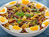 Salade aux deux haricots, courgettes et oeufs durs