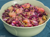 Salade de betteraves aux petits pois, pommes de terre nouvelles, oeufs, haricots rouges et ciboulette