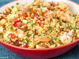 Salade de boulgour aux crevettes, tomates et concombre