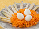 Salade de carottes aux asperges et oeufs de caille