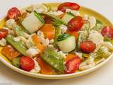 Salade de chou fleur, truite, concombre, tomate et aneth