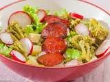 Salade de chou romanesco, chorizo, comté et radis
