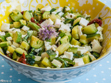Salade de courgettes, feta et tomates confites