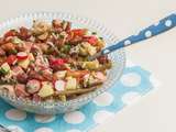 Salade de haricots borlotti, riz et légumes d'été