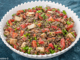 Salade de lentilles au tofu et tomates