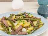 Salade de pommes de terre aux asperges et boeuf cuit