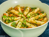 Salade de quinoa aux asperges blanches, petits pois et carottes