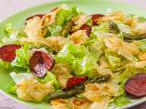 Salade de ravioles au chorizo et asperges vertes