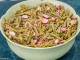 Salade de semoule aux haricots azuki, aux haricots verts et radis