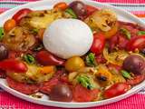 Salade de tomates, pignons et burrata
