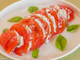 Tomates à la crème de concombre et ricotta