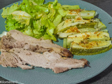 Travers de porc à la moutarde, frites de courgettes au fromage