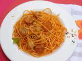 Spaghetti au chorizo et champignons