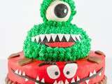 Gâteau des gentils monstres: bon anniversaire mon poussin