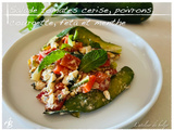 Salade de tomates cerise et poivrons confits, courgette, feta et menthe