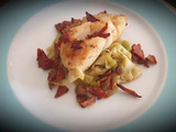 Dos de cabillaud-chorizo-courgettes