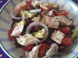 Salade thon-haricots rouges-tomates cerises-avocat