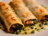 Cannelloni De Saumon Aux Épinards Crème Au Basilic