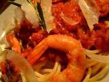 Spaghetti aux Crevettes & aux Trois Poivrons
