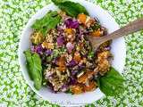 Salade de quinoa, courge butternut au chou rouge et jeunes pousses d' épinards