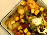 Gratin de pommes de terre au poireau et au tofu fumé