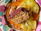 Pain de {pas de viande} sur pommes de terre écrasées avec sauce romanesco