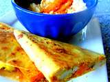 Quesadillas au quinoa, chou-fleur et patates douces, avec poutine