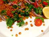 Salade de lentilles, oignon rouge et coriandre