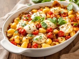 « Ensoleillé et fondant » : mon gratin de gnocchis aux tomates cerises rôties et mozzarella