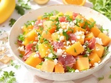 Salade melon-jambon-feta qui sauve vos repas par 35°c (fraîche et express)